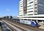 Amtrak Train # 538 heads away from Emeryville Station heading to Auburn. This train started out in San Jose.